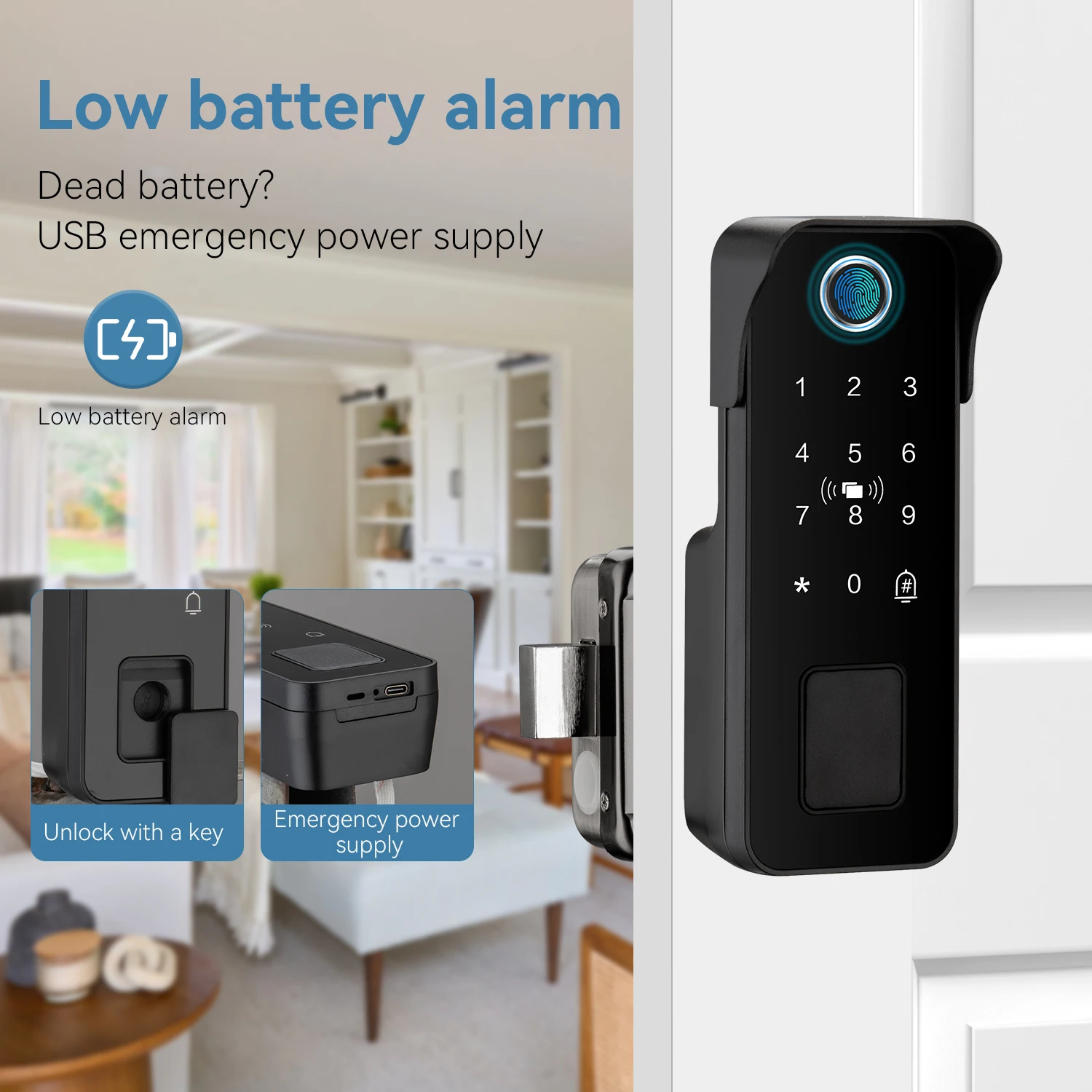 Waterproof Smart Door Lock Fingerprint Outdoor Garden Remote Control Tuya APP Card Digital Code Electronic Double Rim Lock﻿ ﻿