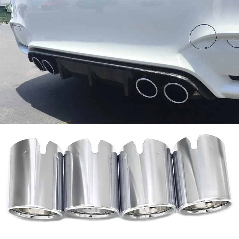 4pcs/lot Car Exhaust Tip For BMW F80 M3 F82 F83 M4 Competition Black Chrome Exhaust Tip Exhaust Cover Exhaust Trim Tailpipe