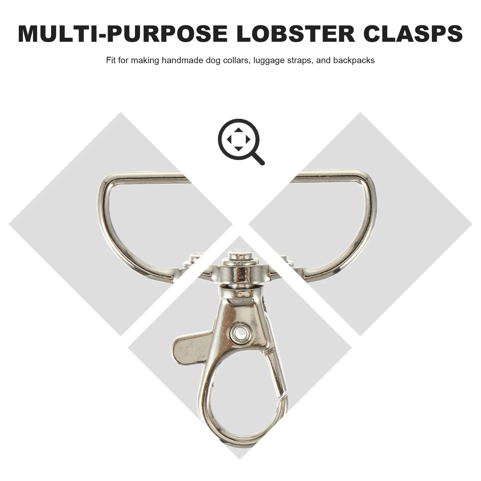 

12pcs Keychains Craft Rings Accessories Clasp Parts Lobster Claw Full 360 Degree Swivel Eye Durable Metal Hooks Snap Closing