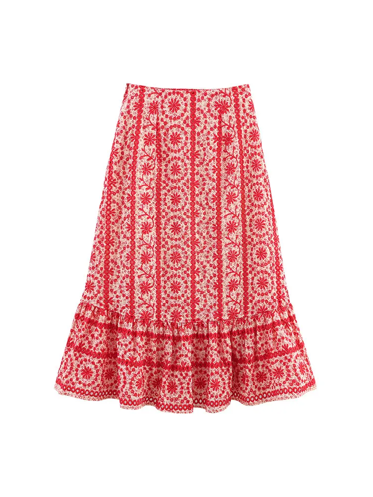 بدلة نسائية صيفية مطرزة لعام 2025، بلوزات قصيرة، تنورة فضفاضة مستقيمة، أطقم عطلة الشاطئ