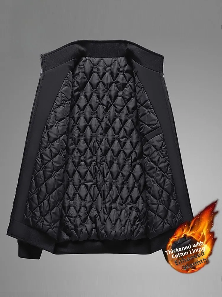 Hommes hiver coton Jaet Thiened col montant Adstrative Sle Fce doublé manteau Stand Fit grande taille tenue décontracté