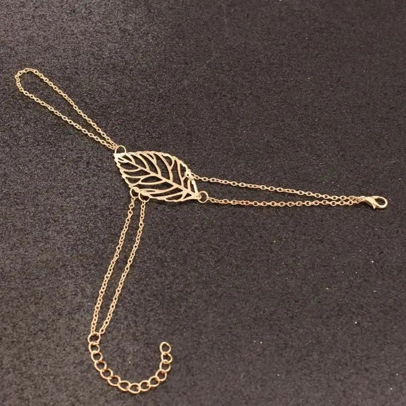 New Punk Women\'s Handcuff Charm Leaf Bracelets Bangle Hand Accessories pulseras mujer Wrap Bracelet Hand Jewelry Wholesale