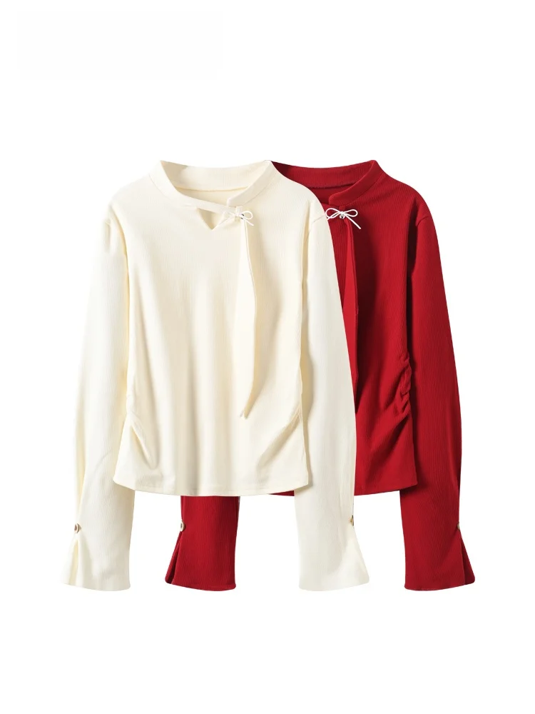 

Большие размеры, длинная футболка с воротником-стойкой Sve, женская осенне-зимняя новинка, дизайн для похудения, модный топ для полных ...