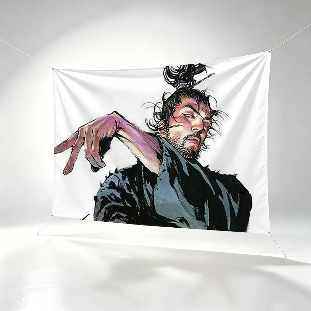 Vagabond Miyamoto M-Musashi  Flags Wall Hanging Background Art Banner for Bedroom Home Outdoor Decor