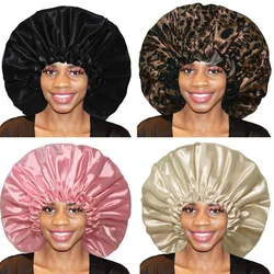 Cuffia da doccia impermeabile Extra Large cuffia da bagno riutilizzabile elastica regolabile a doppio strato protezione per capelli cappello da bagno per donna uomo