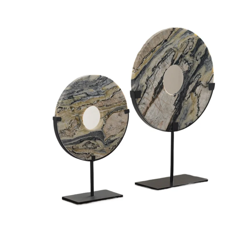 

New Chinese light luxury high-end marble safety buckle ornament, office model room hotel exhibition hall