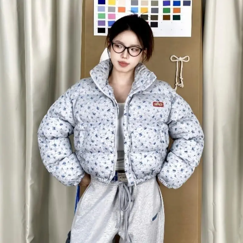 Abrigo de mujer, chaqueta de invierno y otoño, prendas de vestir exteriores, abrigo de moda de algodón acolchado grueso y holgado coreano corto con forro polar cálido