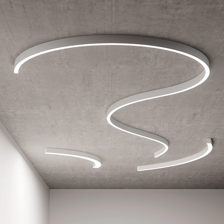 S Line Liquid Shape LED Linear Light Custom Made Curved Design for Indoor Lighting, Office & Shopping Mall
