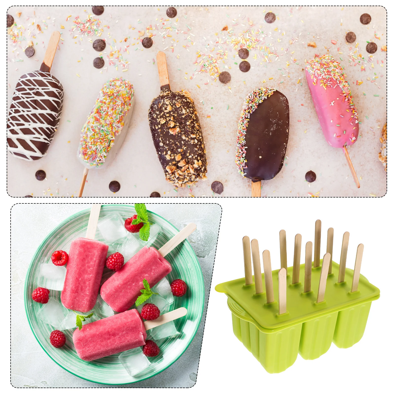 

1Set Silicone Popsicles Mold 12 Grid DIY Popsicle Holder Summer Ice Cream Maker Sticks Bags Popsicles Molds