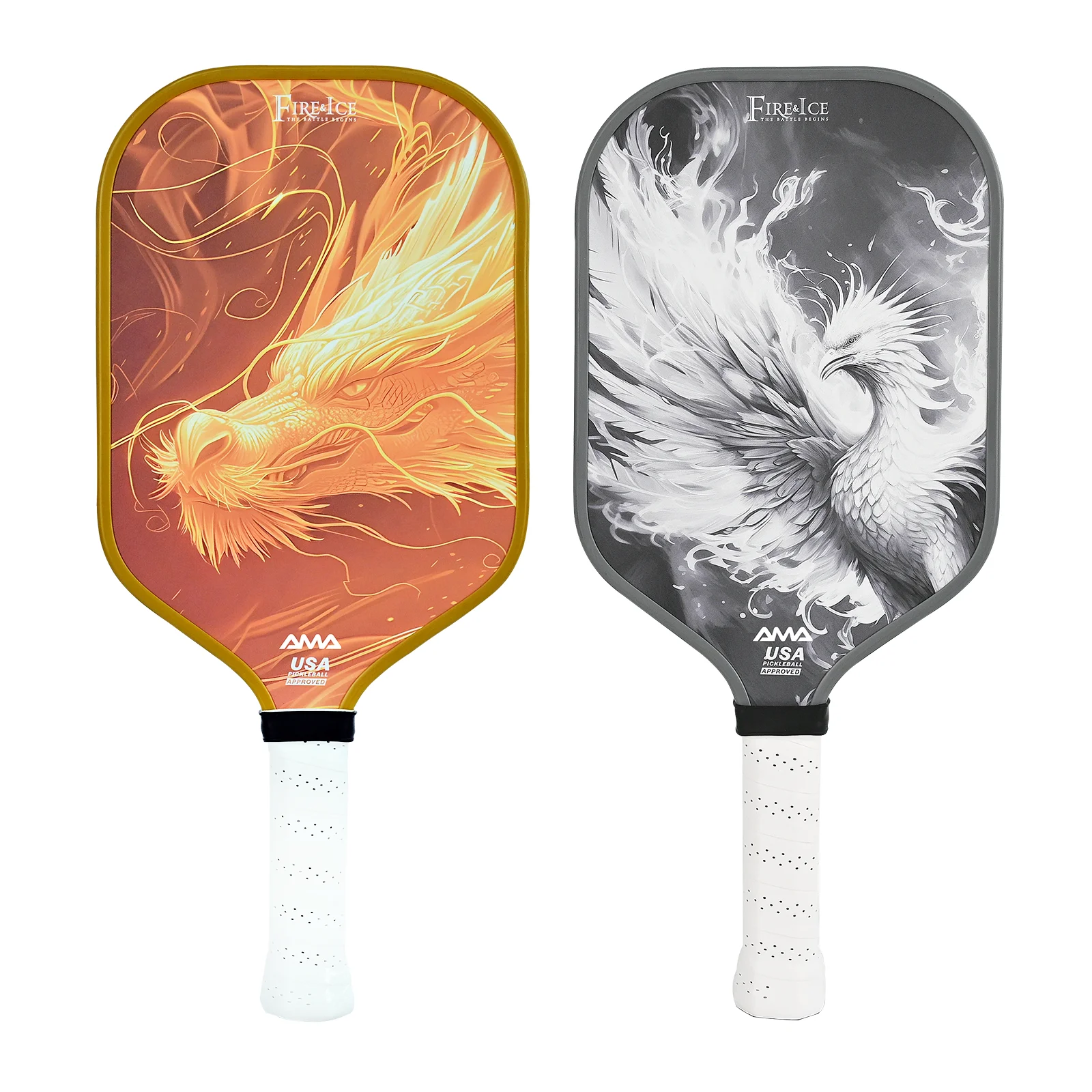 

AMA SPORT Fire&Ice Pickleball Paddle – 100% Carbon Fiber, Hot-Pressed Core, Textured Sandblasted Surface for Spin