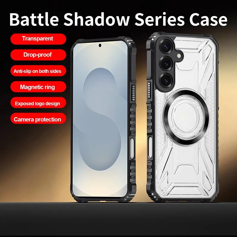 For Samsung Galaxy S26 S25 S24 S23 S22 Ultra Plus S21 S20 FE Phone Case, Battle Shadow Anti-slip Hard PC + TPU Transparent Cover