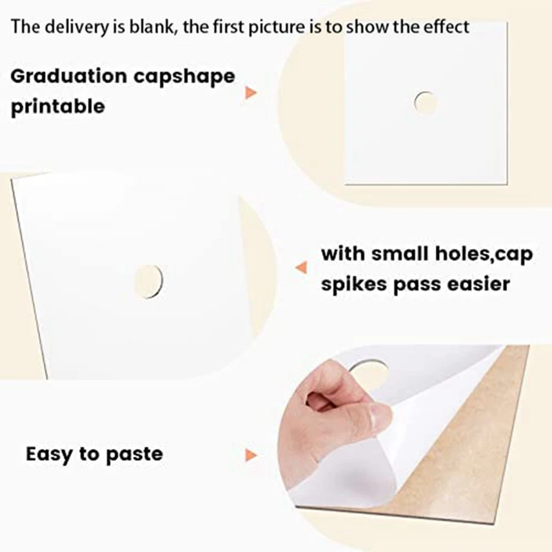 FULL-Sublimation Blanks Graduation Topper Heat Transfer Plate, MDF Adhesive Grad Hat Topper Decorations For Party Supplies