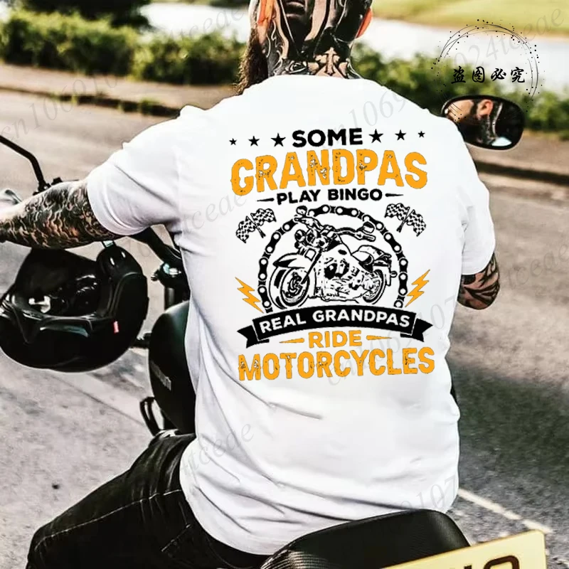 Motorcycles Design Men's T Shirt Top GRANDPAS RIDE MOTORCYCLES Black White T-Shirt Unisex Casual Tees Short Sleeve Men Clothing