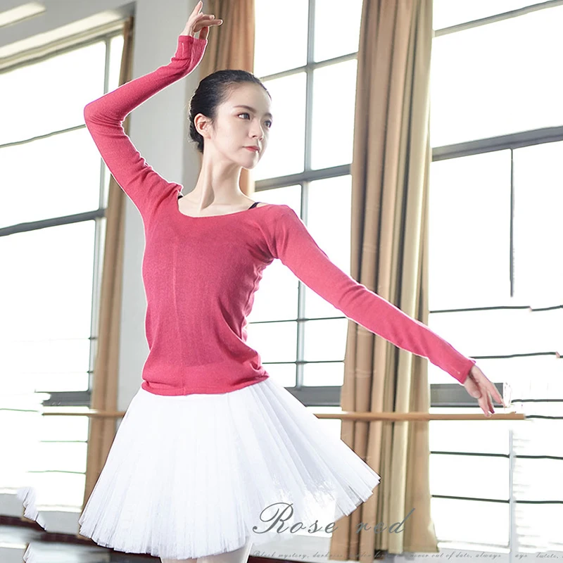 Dance Knitted Sweater Lady Long Sleeve Ballet Tops Autumn Winter Warm Slim Gymnastic Clothing for Women Bailarinas Mujer