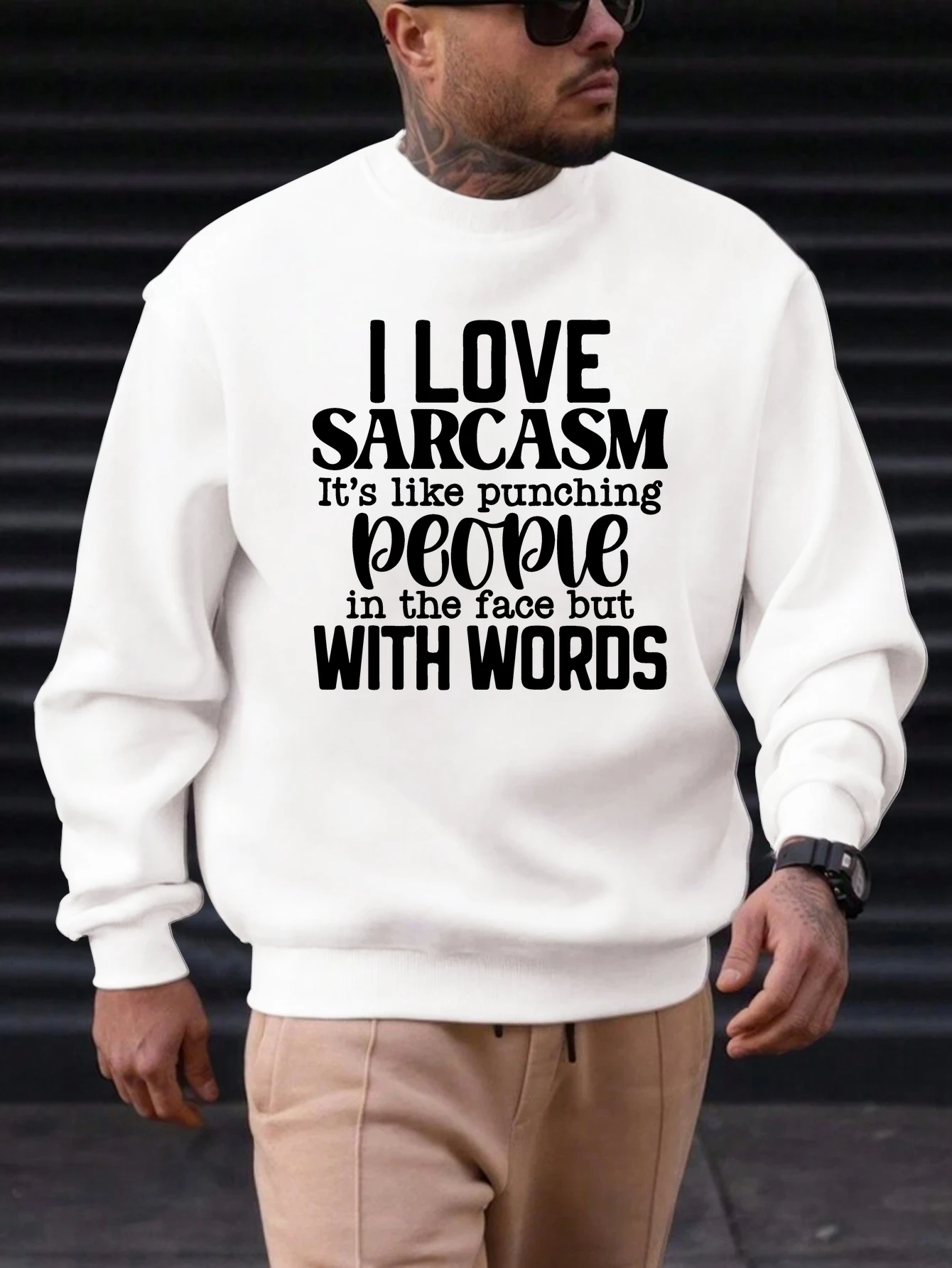 

Men's Cotton Round Neck Sweatshirt I LOVE SARCASM Pattern Printing 2025 New Trending Fashion Casual High Quality Top Clothing