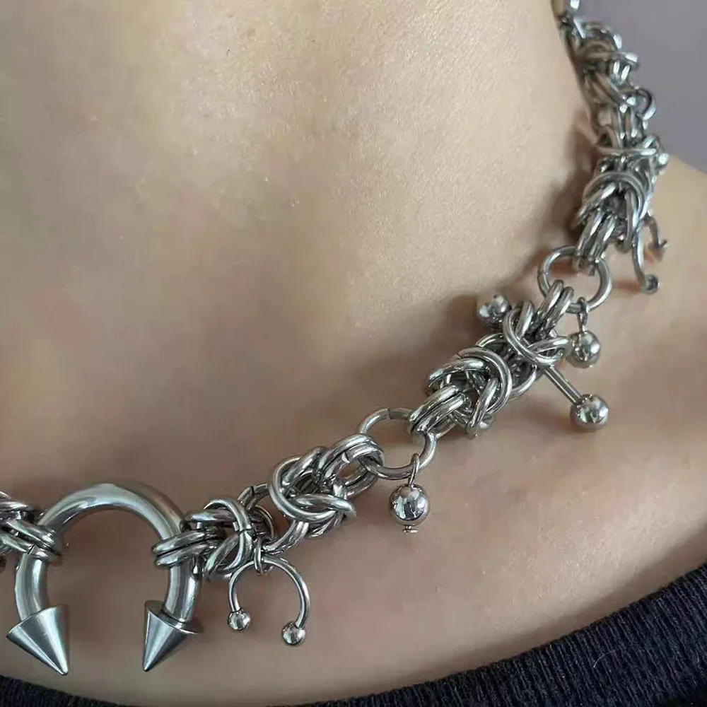 New Fashionable Punk Trend Stainless Steel Necklace Personalized Gathering Jewelry Accessories For Men And Women