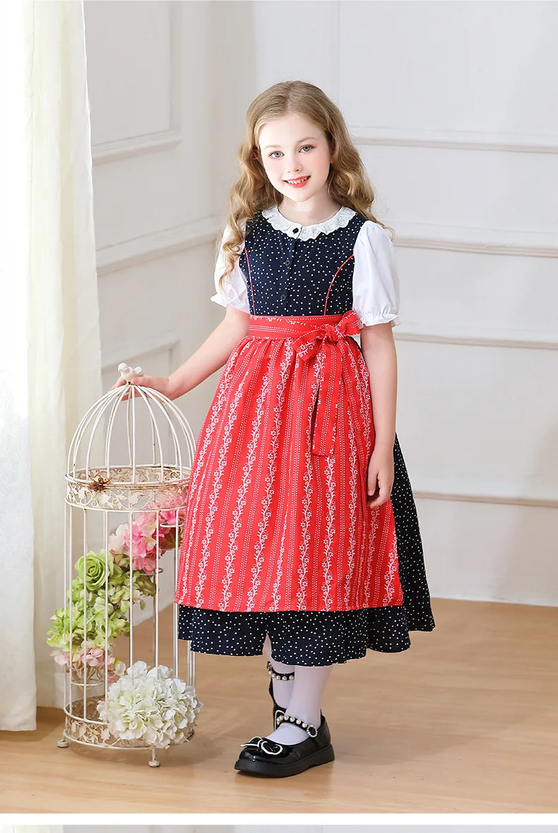 Kinder Karnevalskostüm München Oktoberfest Mädchenkostüm Klassisches Alpen-Landkostüm Mädchen Paradekostüm Cosplay Festliches Kleid Party – Detail 33