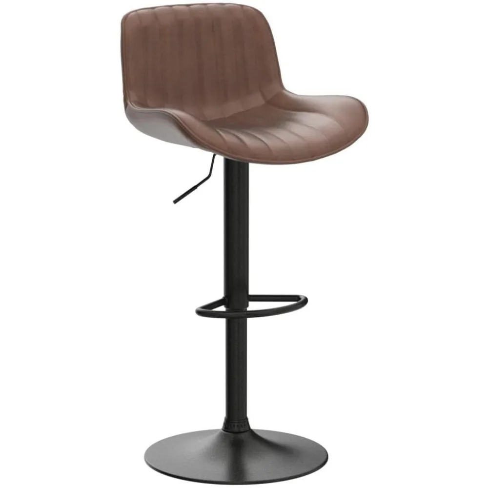 مجموعة مقاعد البار مكونة من 4 قطع، مقعد مرتفع قابل للتعديل من الجلد الصناعي الحديث لمنتصف القرن، كرسي بار للحانة بارتفاع عداد. #5