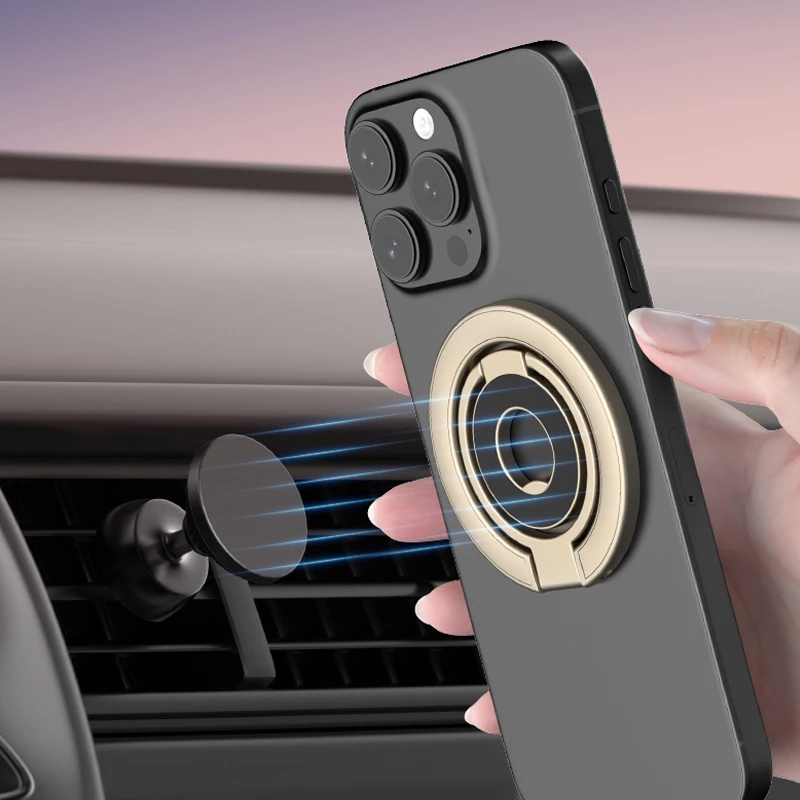 Multi-functional Phone Double-sided Magnetic Support for Magsafe Folding 360° Rotation Finger Ring Holder for iPhone 17 16 15 14