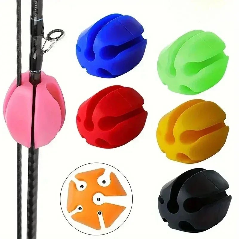 

Silicone Fishing Rod Clip with Ball 5 Hole Fishing Rod Holder Ball Multifunctional Protective Ball Storage Fixture Fishing Tool