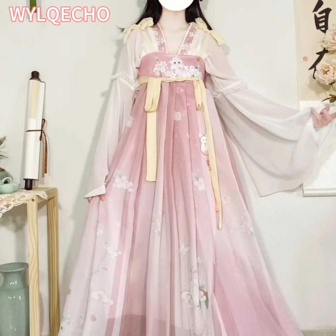 

2024 Women Elegant Long Sleeve Chinese Style Vintage Sweet Fairy Lolita Dress Traditional Hanfu Costume Party Dress cosplay