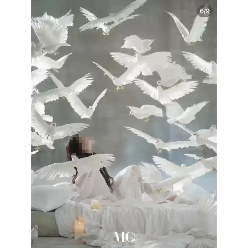 Simulation feathered pigeon peace pigeon white pigeon photography props window wedding decoration home garden model