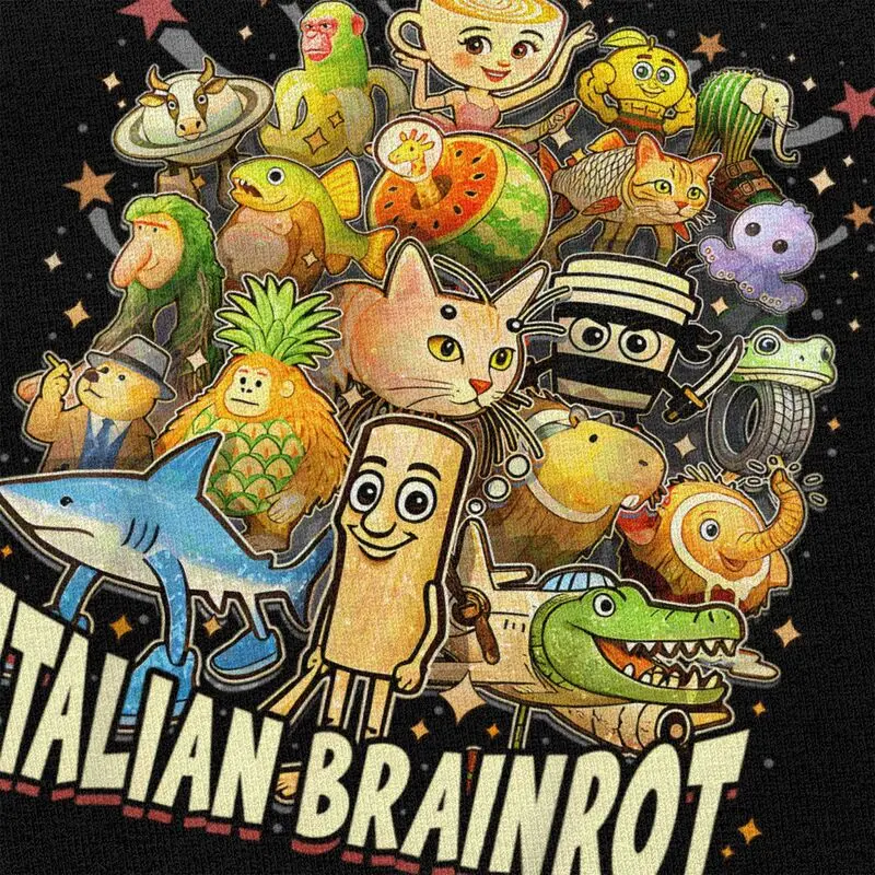 Italian Brainrot Meme Characters Design T Shirts 100% Cotton Tees Shirt Streetwear Round Neck Tshirt Casual Short Sleeve Tees