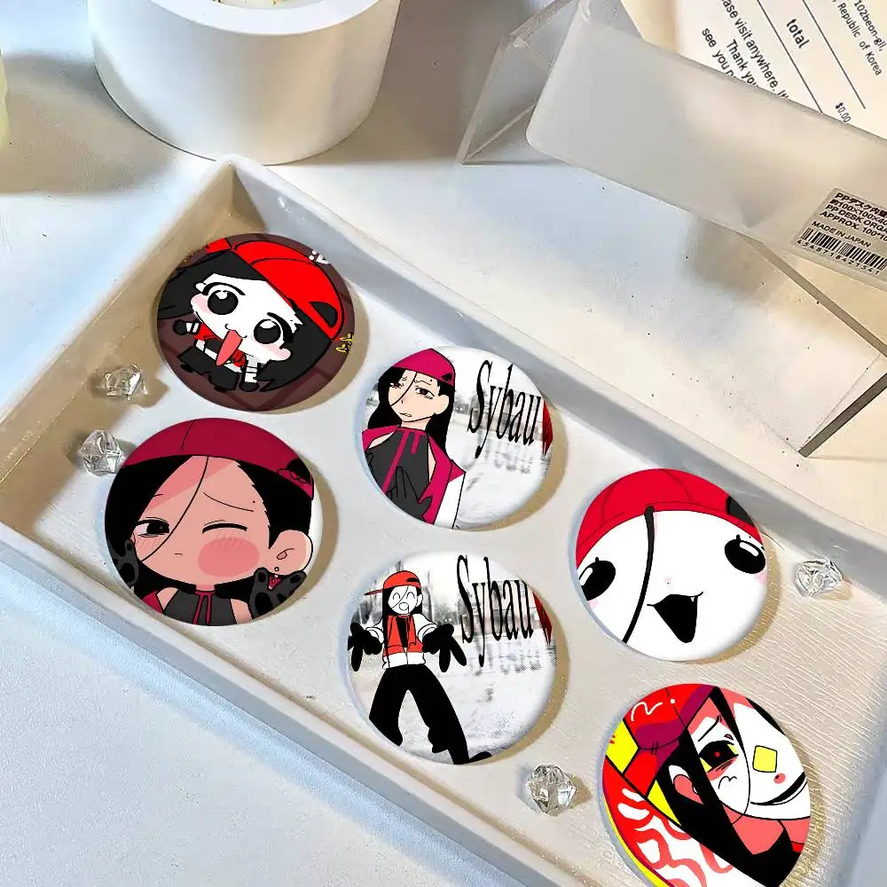 1pc Yi Xi Singer Meat Girl Laser Cartoon Style Badge Brooches On Backpack Decoration Round Enamel Pins For Accessorys