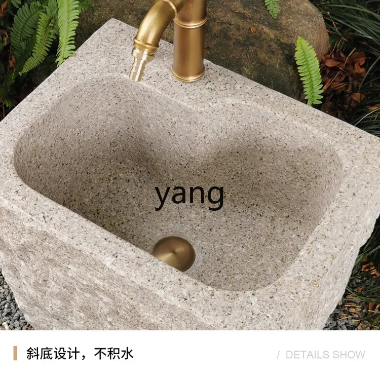 LTT Stone Garden Mop متكامل قائم على الأرض في الهواء الطلق ممسحة غسيل الحجر حوض ممسحة رخامية بالوعة الفن #4