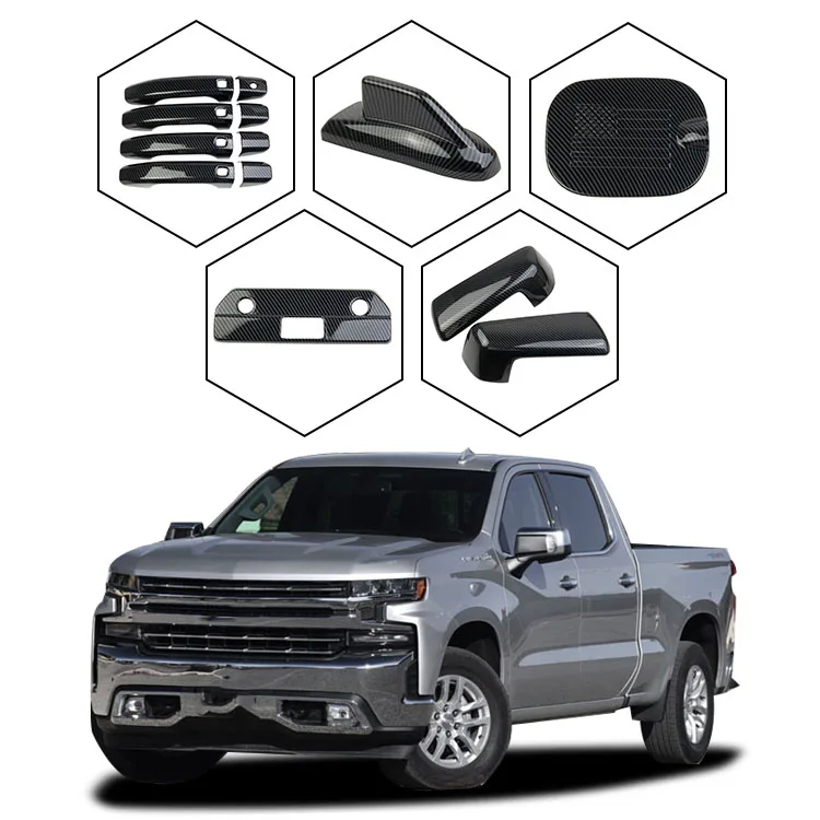 

Для 2022 Chevrolet silverado 2019 2020 2021 автомобильное Внешнее украшение из углеродного волокна комплект внешней крышки