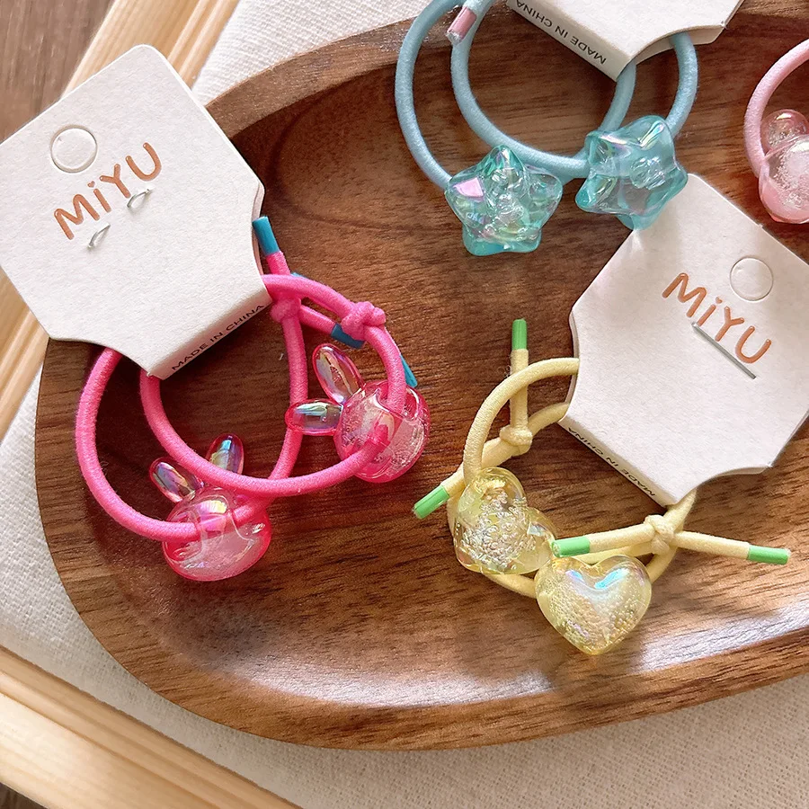 

Подарок на День защиты детей: Лазерные резинки для волос с узлами, эластичные резинки для девочек, аксессуары для волос с бусинами в конфетных цветах