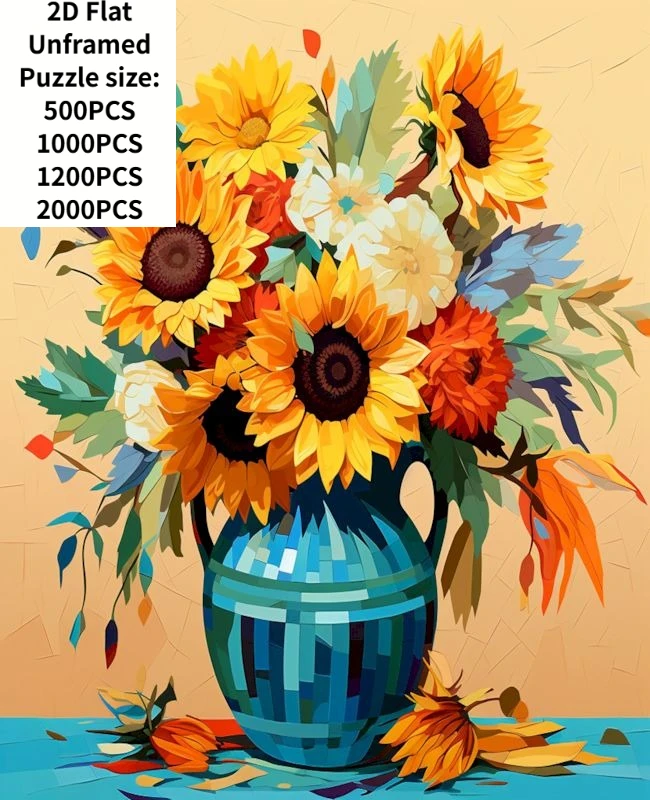 

50X70CM Adult 1000PCS Paper Jigsaw Puzzle Sunflowers Stress Relief Entertainment Children Toy