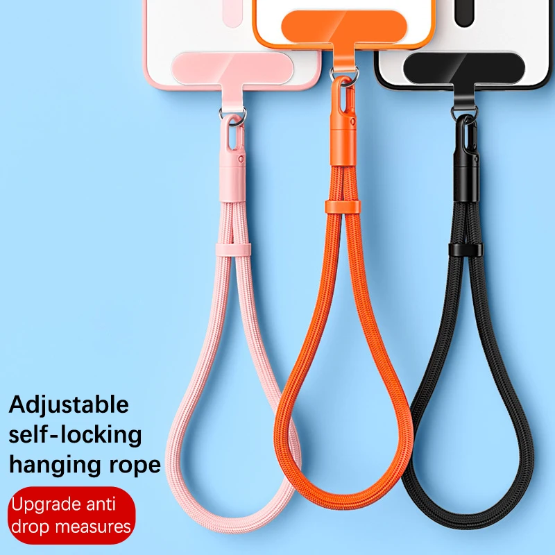 

Cell phone lanyard wrist adjustable length hand rope new self-locking drop-proof sturdy with clip piece short polyester lanyard