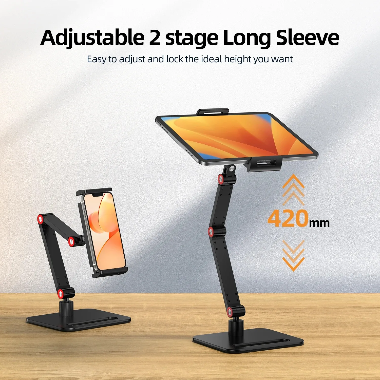 ポータブルデスクトップモニターホルダー,金属スタンド,調整可能,拡張可能,ドリルなし,ラップトップ,ゲーム,4.7-18インチ