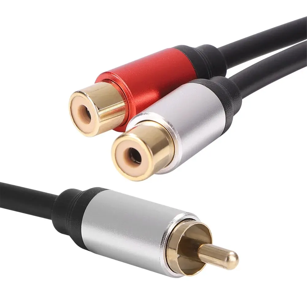 Metal RCA 1 Macho A Doble 2-RCA Hembra RCA Adaptador Estéreo Y Splitter Cable Be Audio Amplificador Chapado En Oro Enchufes