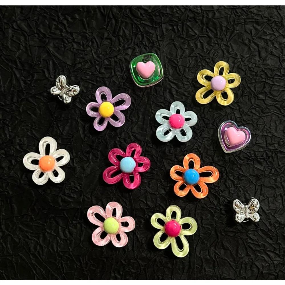 12Pcs Shoes Charms Removable Colorful Flower Shoes Accessories for Girls Summer Shoes DIY Gift image 4