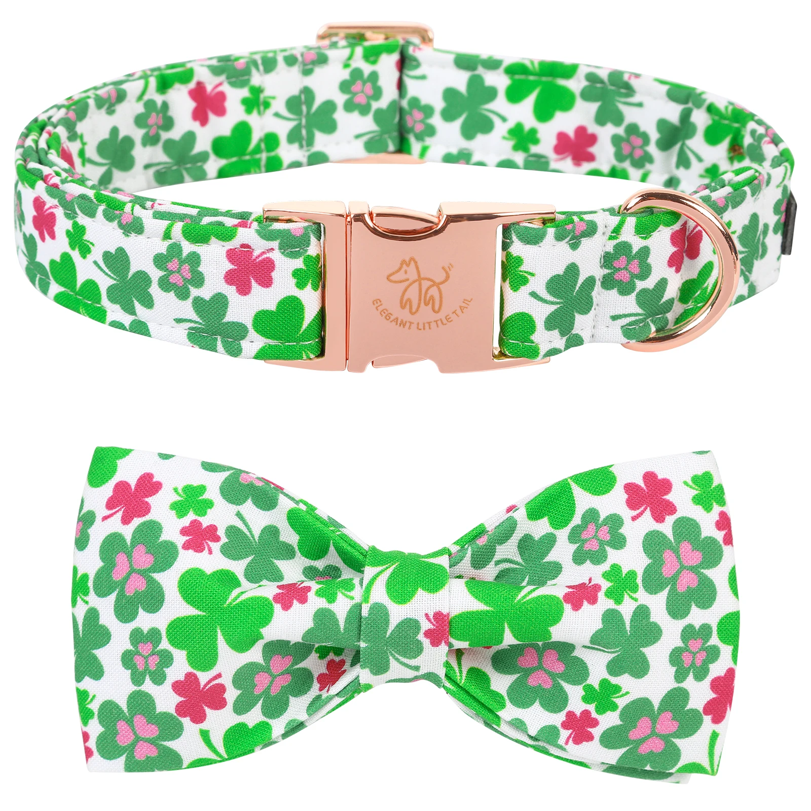 Elegant little tail Dog Collar with Bow Lucky Clover Bow Tie Dog Collar Cute Dog Bowtie Pet Gift Dog Leash