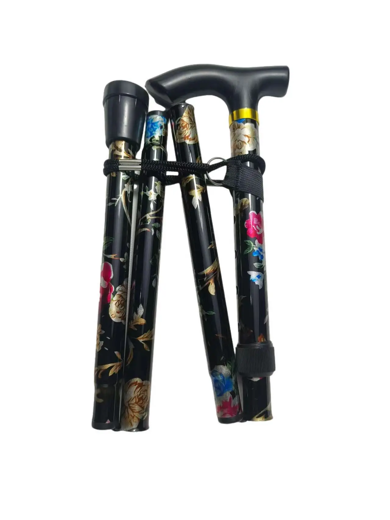 1Pc Outdoor Opvouwbare Trekkings Pole 4-sectie 82-92cm Wandelen Telescopische Stok Lichtgewicht Camping Klimmen Trekking Stok