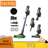 Vactidy V12 Cordless Vacuum Cleaner, 50000Pa Suction 450W Motor 2-in-1 Wet Dry Vacuum LED Display 150-Min Runtime 0.5L Dust Bin