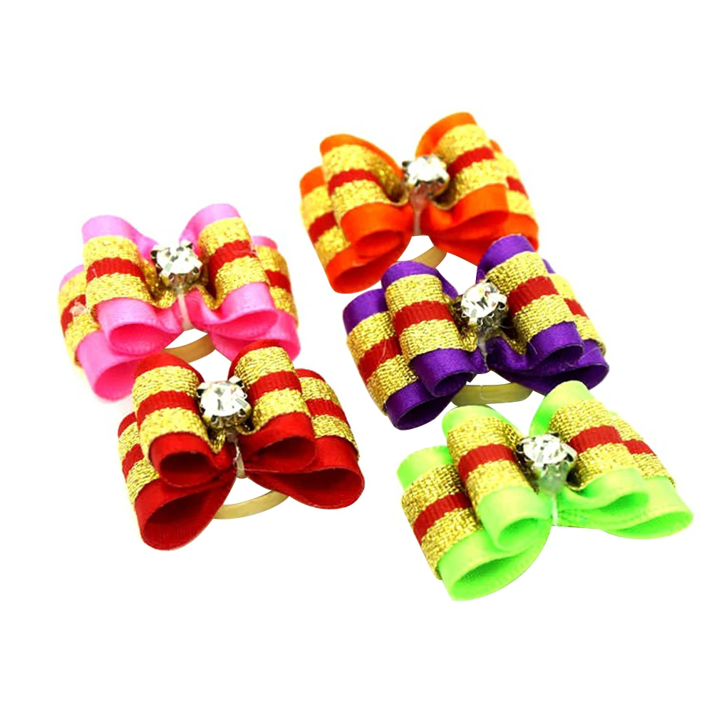 

5pcs Pet Band For Dog Accessories Bowknot Design Cloth Tie Holders Christmas Gift Adorable Eye-Catching Style Easy Match Cute
