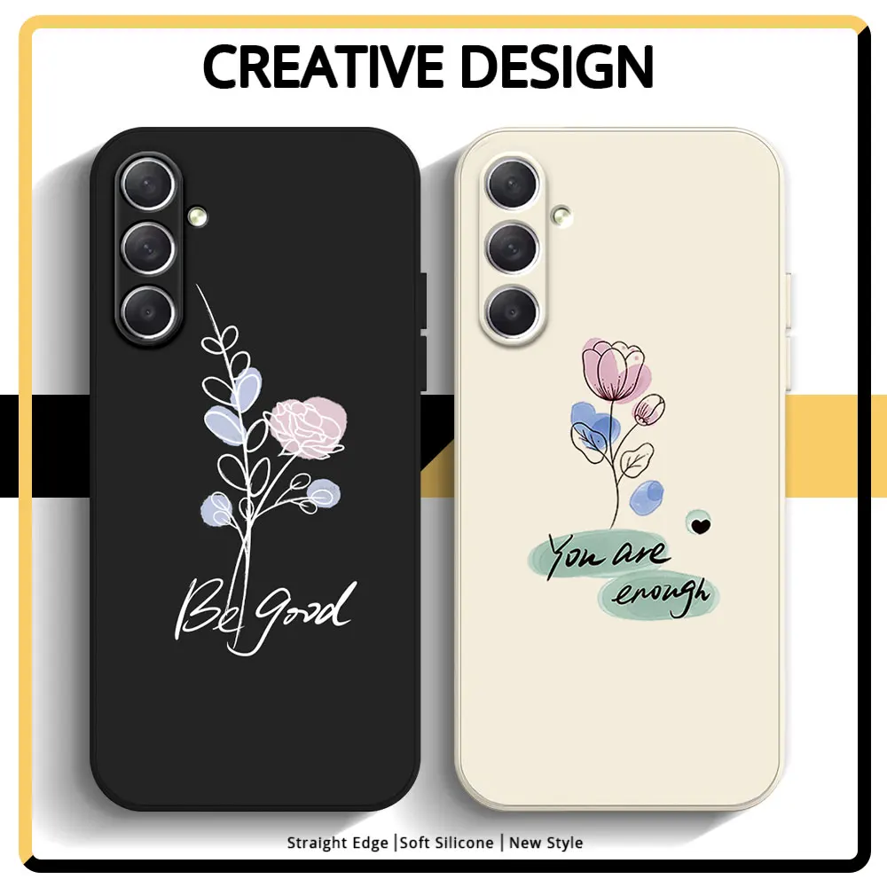 Phone Case For Samsung Galaxy M54 M52 M53 M33 M32 M14 M13 F54 5G M22 M12 F12 Soft Silicone TPU Shockproof Back Cover Flower
