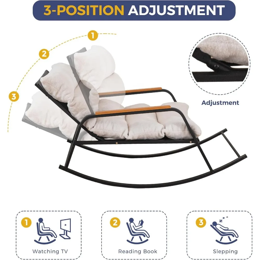 كرسي هزاز منجد وواسع للغاية من MaxyoYo مع مسند ظهر قابل للتعديل وميزة استلقاء مزلق، كرسي حديث