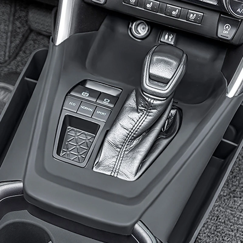 LHD!! Black Gearbox Gear Shift Box Cigarette Lighter Panel Silicone Mat Pad Protector Car Accessories For Toyota RAV4 2019-2025