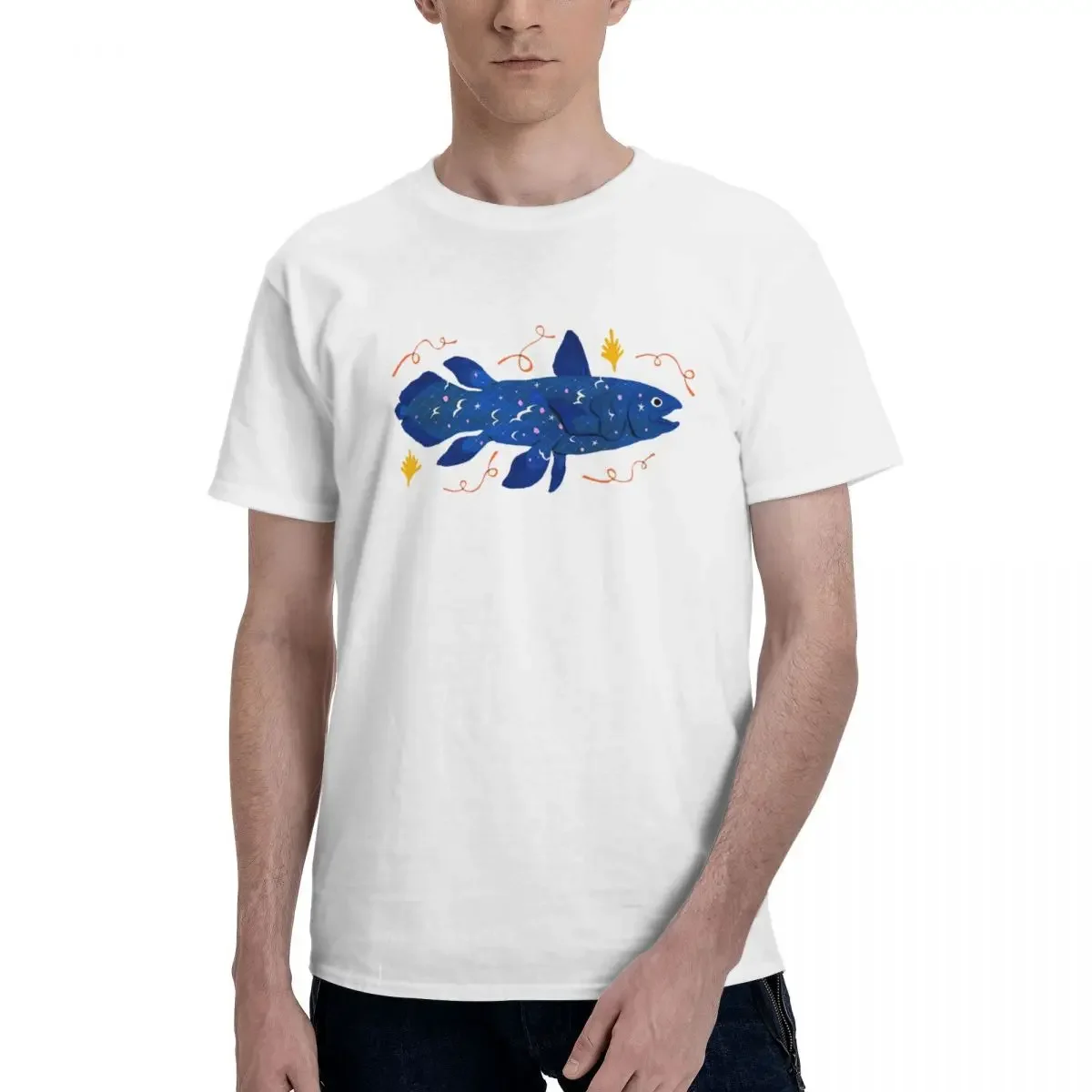 Starry Coelacanth 100% Cotton T-shirt Unisex Oversized T Shirts Men crew Neck Short Sleeve S-6XL