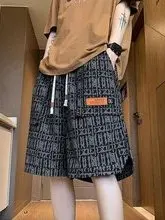 

Американские повседневные мужские спортивные брюки, летние, новые, свободного кроя, для баскетбола, широкие штанины, укороченные, модные, городские.