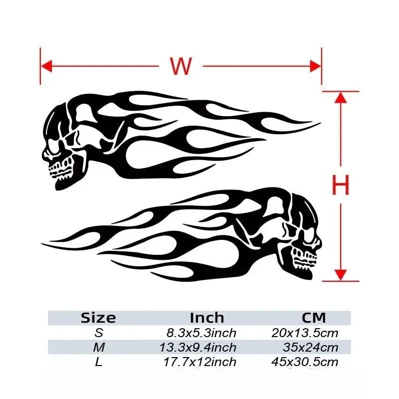 2Pcs Skull Flames Badge Car Stickers, Fashion Waterproof Vinyl Decal Car Styling Decoration Accessories Auto Sticker