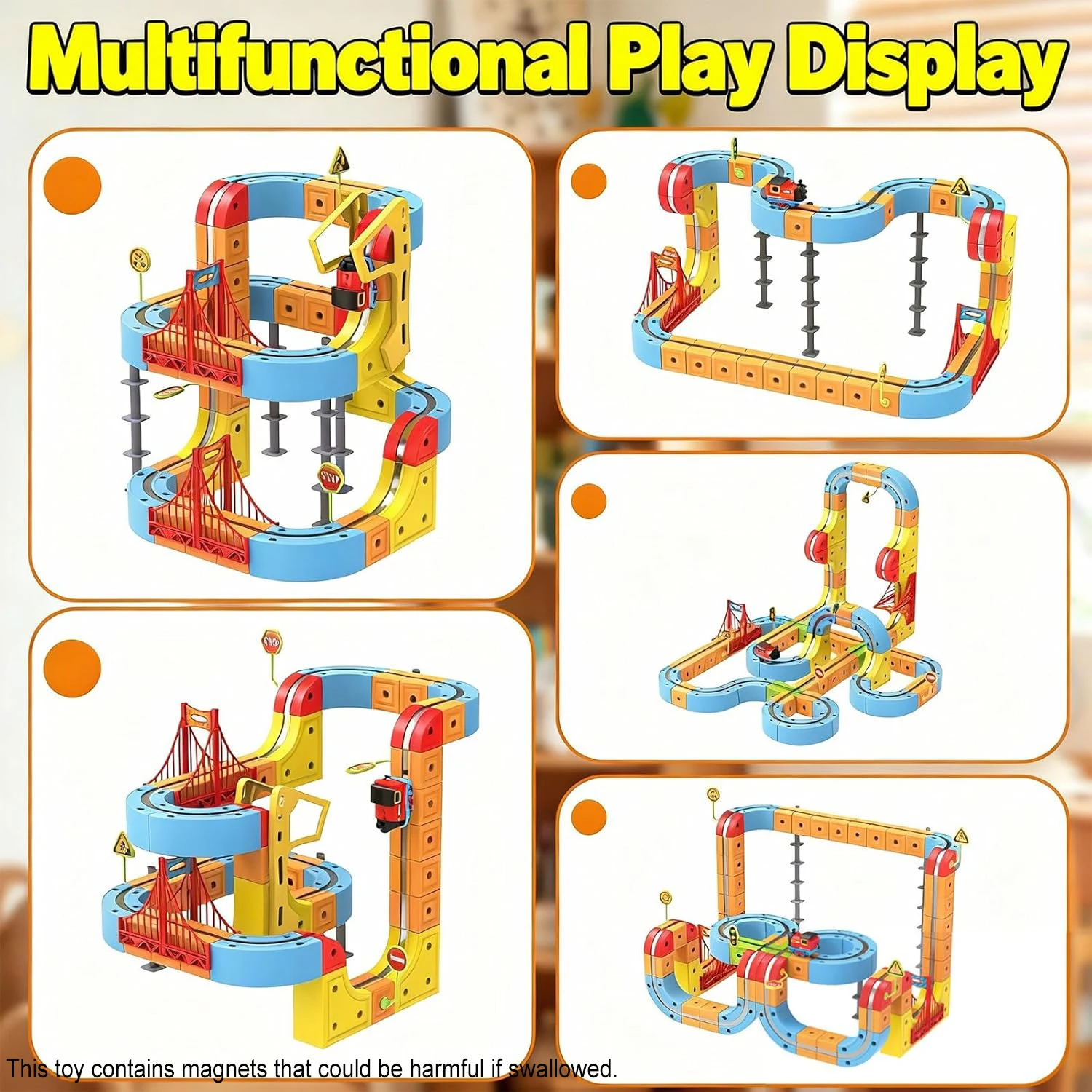 Juego de vías de tren magnético eléctrico para niños, pista de carreras Flexible DIY, bloques de construcción, cubo de juguete, vástago, regalo de cumpleaños de aprendizaje