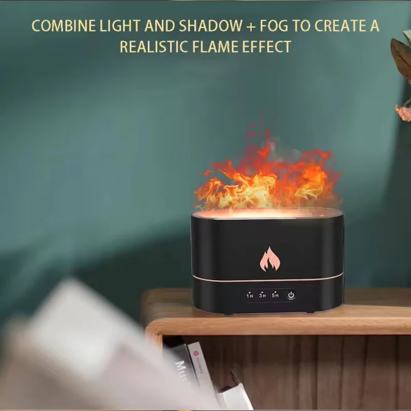 Humidificador ultrasónico portátil con efecto de lámpara de llama simulada por USB, difusor de fragancia, humidificador de aire