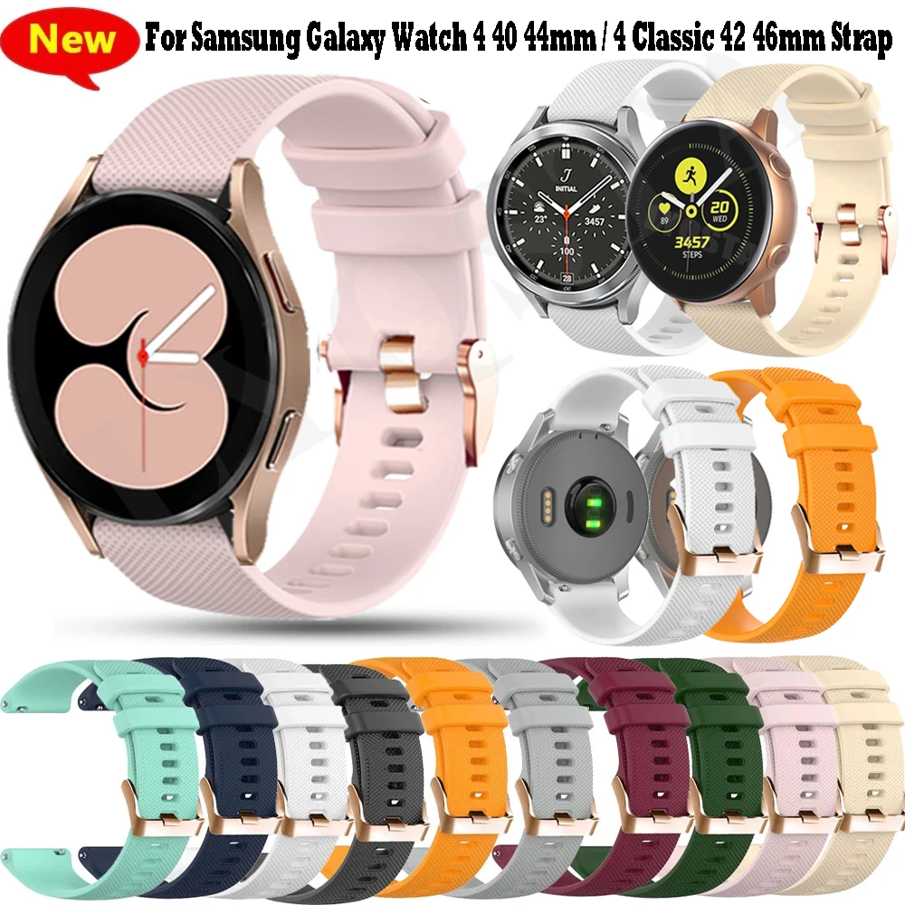 20mm Silicone Strap for Samsung Galaxy Watch 4 40 44mm/ Galaxy Watch 4 Classic 42 46mm Silicone Smart Watch Sport Strap Bracelet