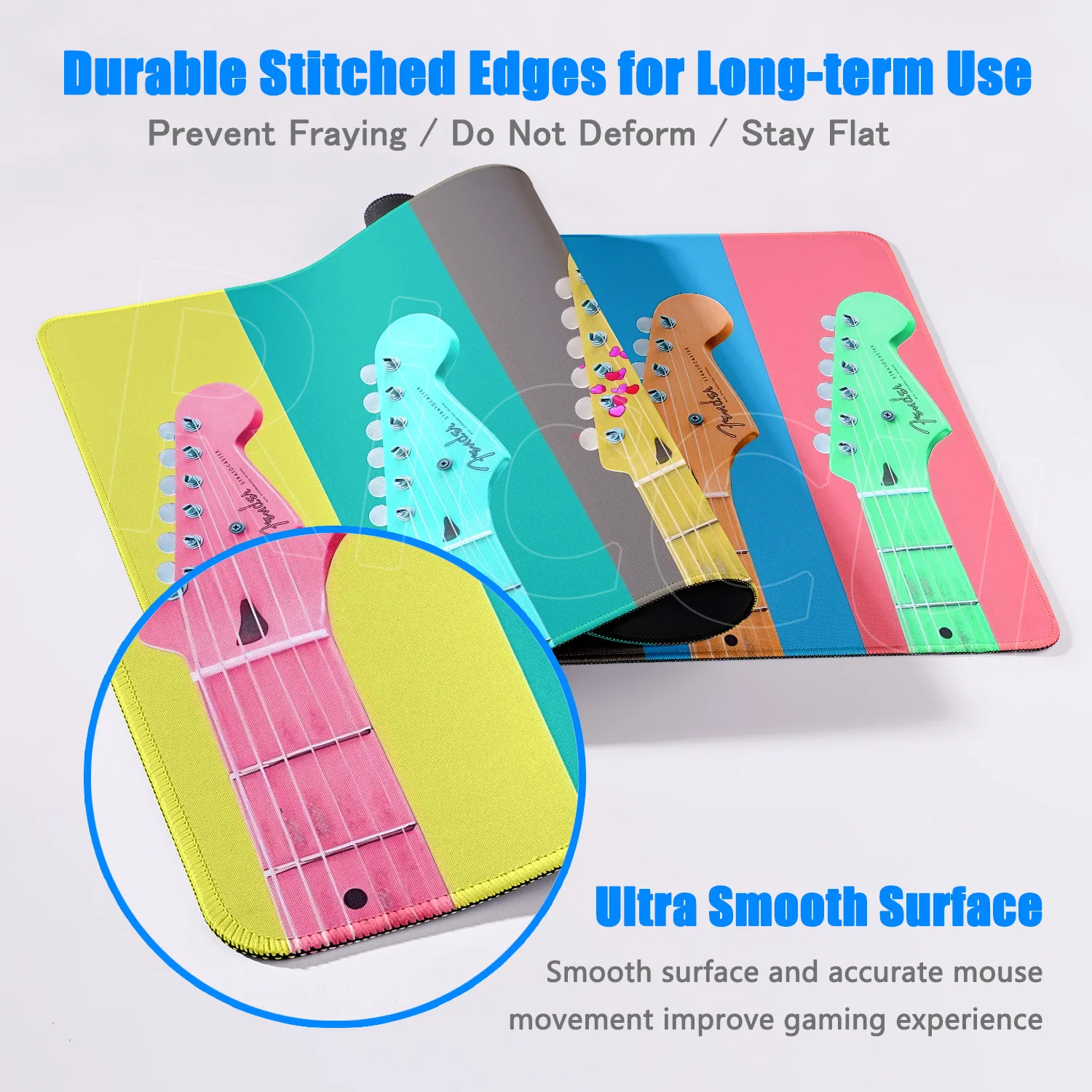 Large Xxl Mousepad Kawaii Guitar Mouse Pad Gamer Keyboard Mat Game Mats Office Accessories Mausepad Gaming Computer Table Stitch